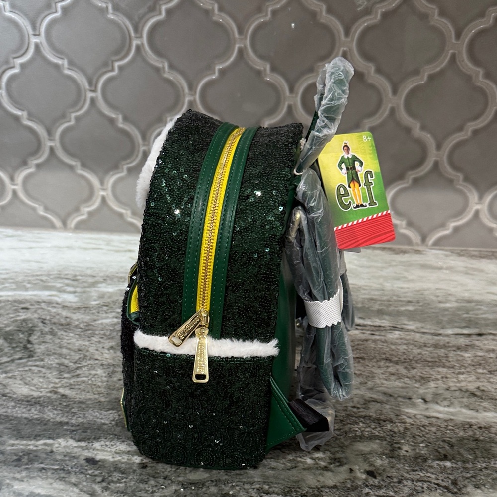 Loungefly Elf Sequin Mini Backpack NWT - image 4